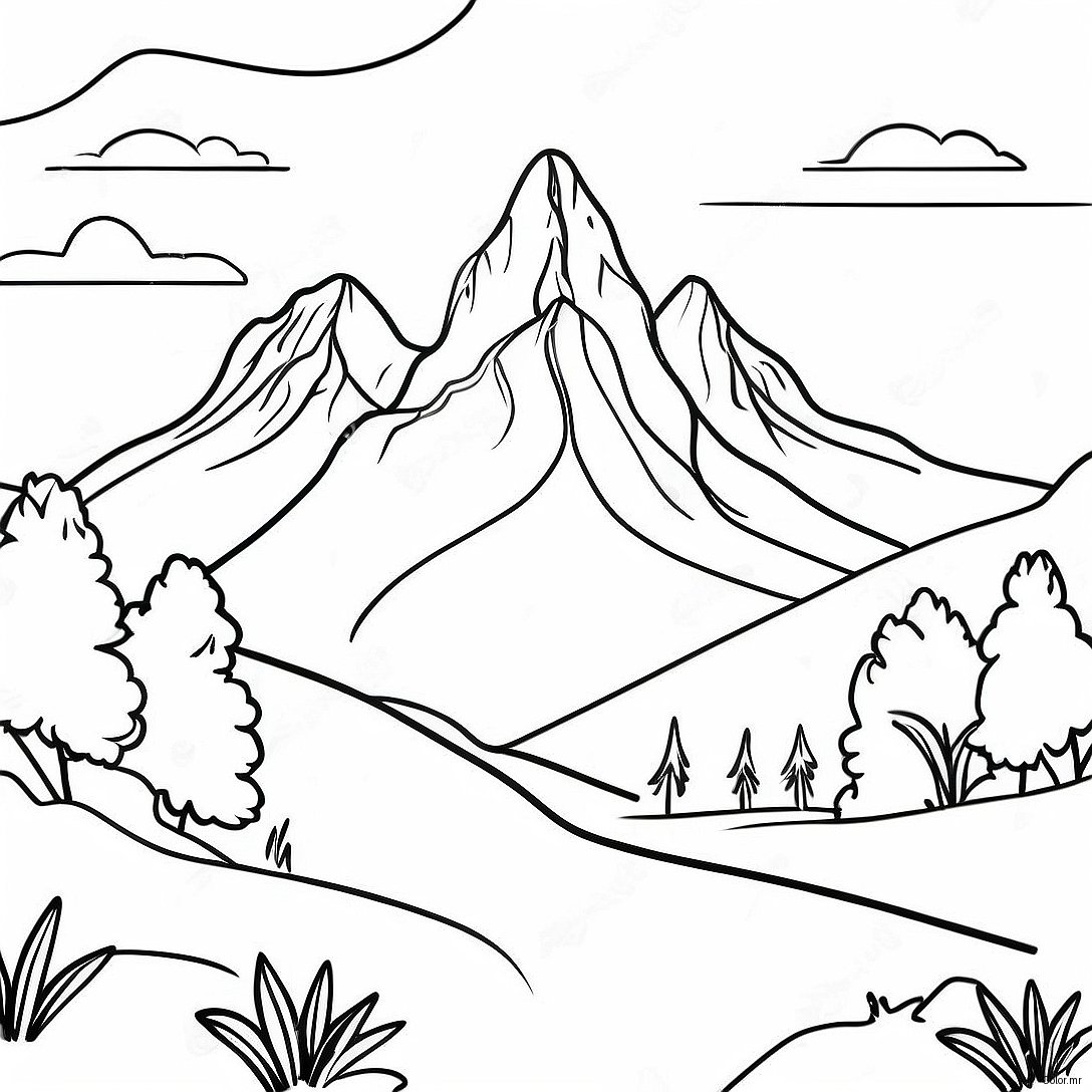 Page A Colorier Paysage De Montagne Facile 8495 6957