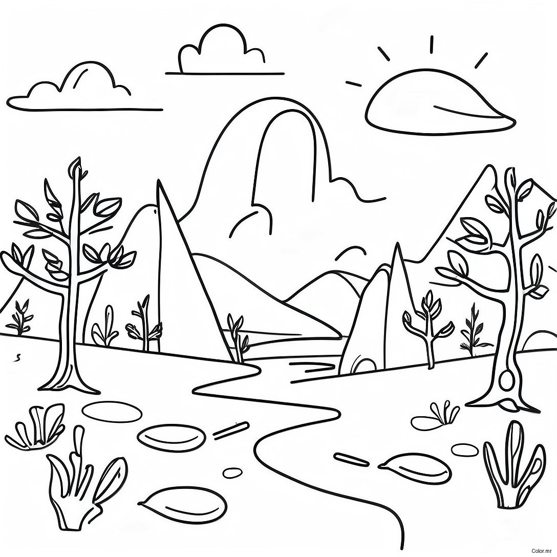 Page A Colorier Paysage Surrealiste De Reve 53439 44401