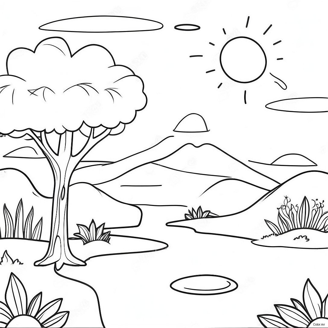 Page A Colorier Paysage Surrealiste De Reve 53439 44403