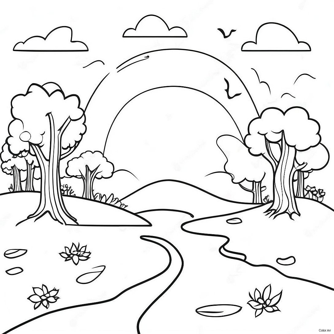 Page A Colorier Paysage Surrealiste De Reve 53439 44404