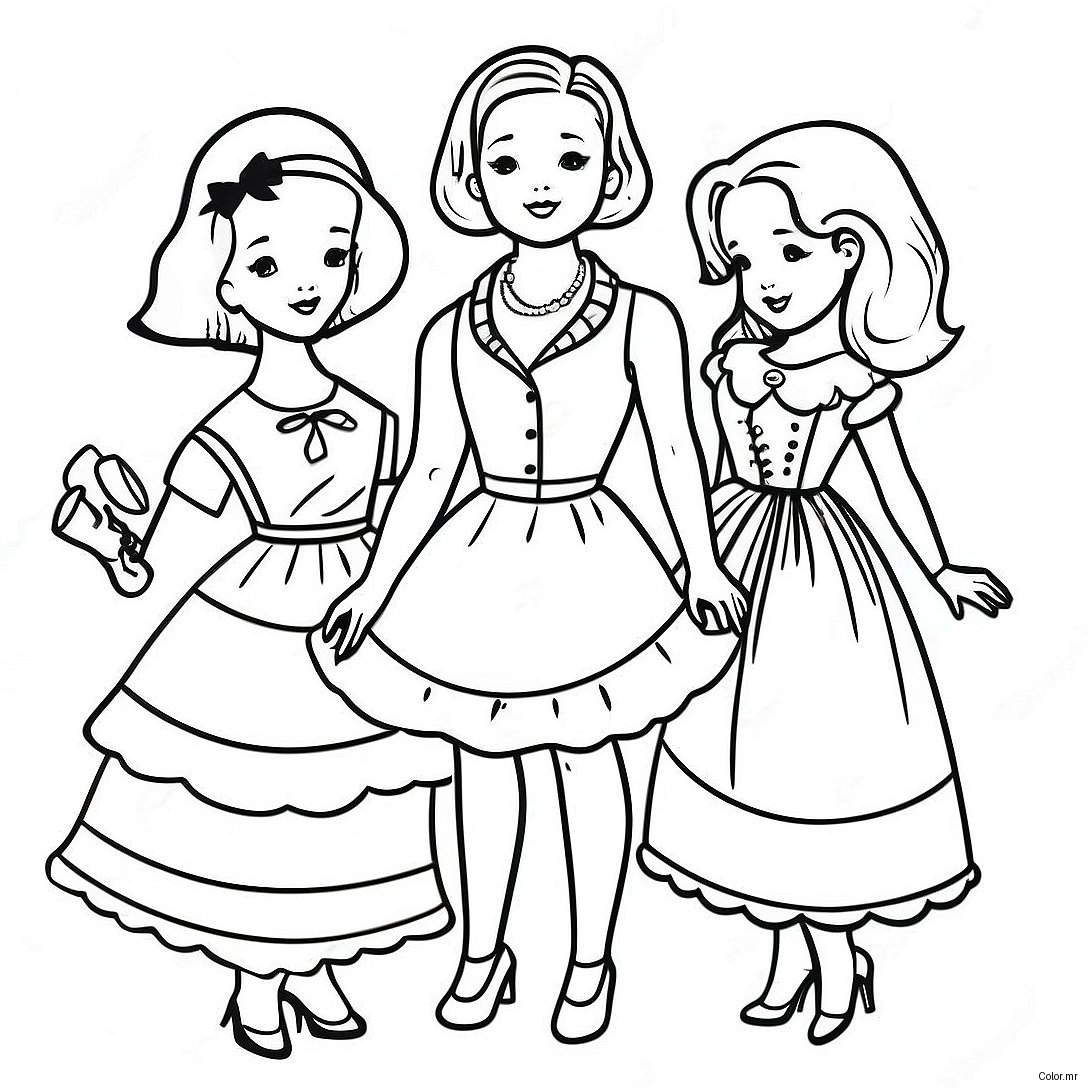 Page A Colorier Poupees En Papier Vintage 6165 4925
