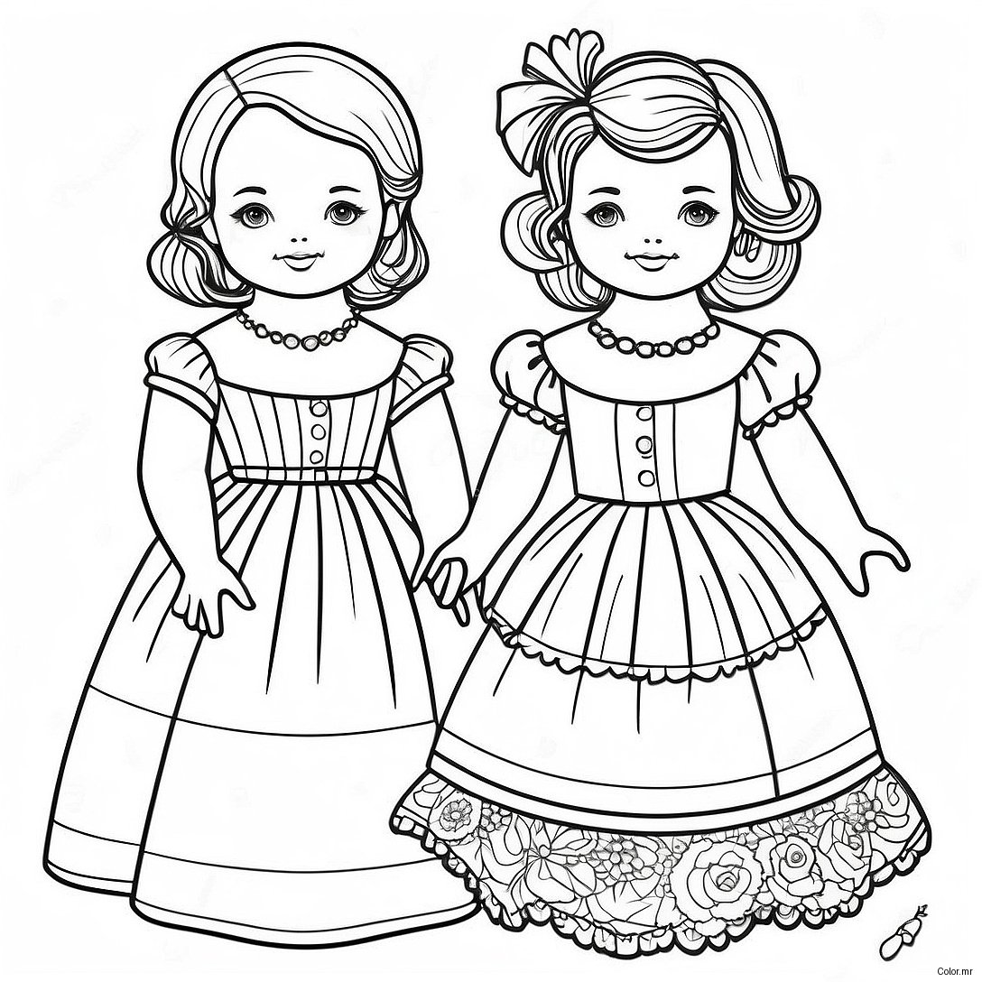 Page A Colorier Poupees En Papier Vintage 6165 4926
