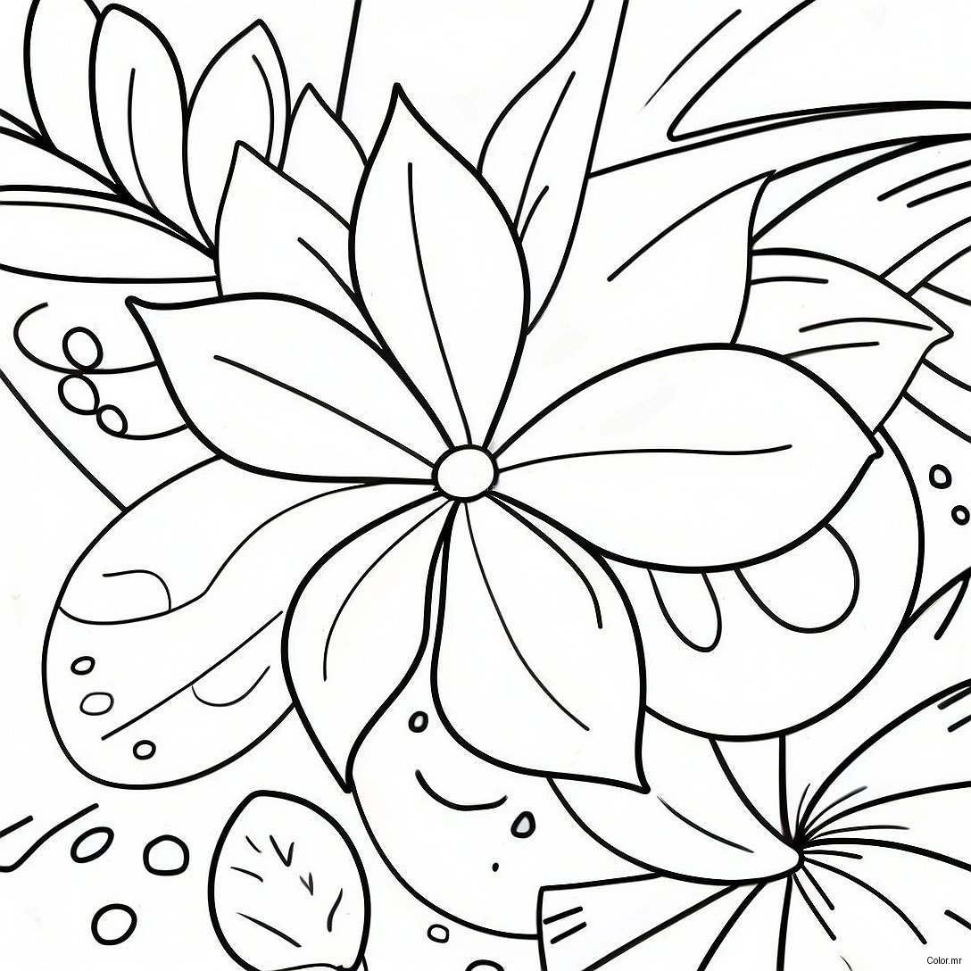 Page A Colorier Realiste De Fleur Tropicale 46283 38547
