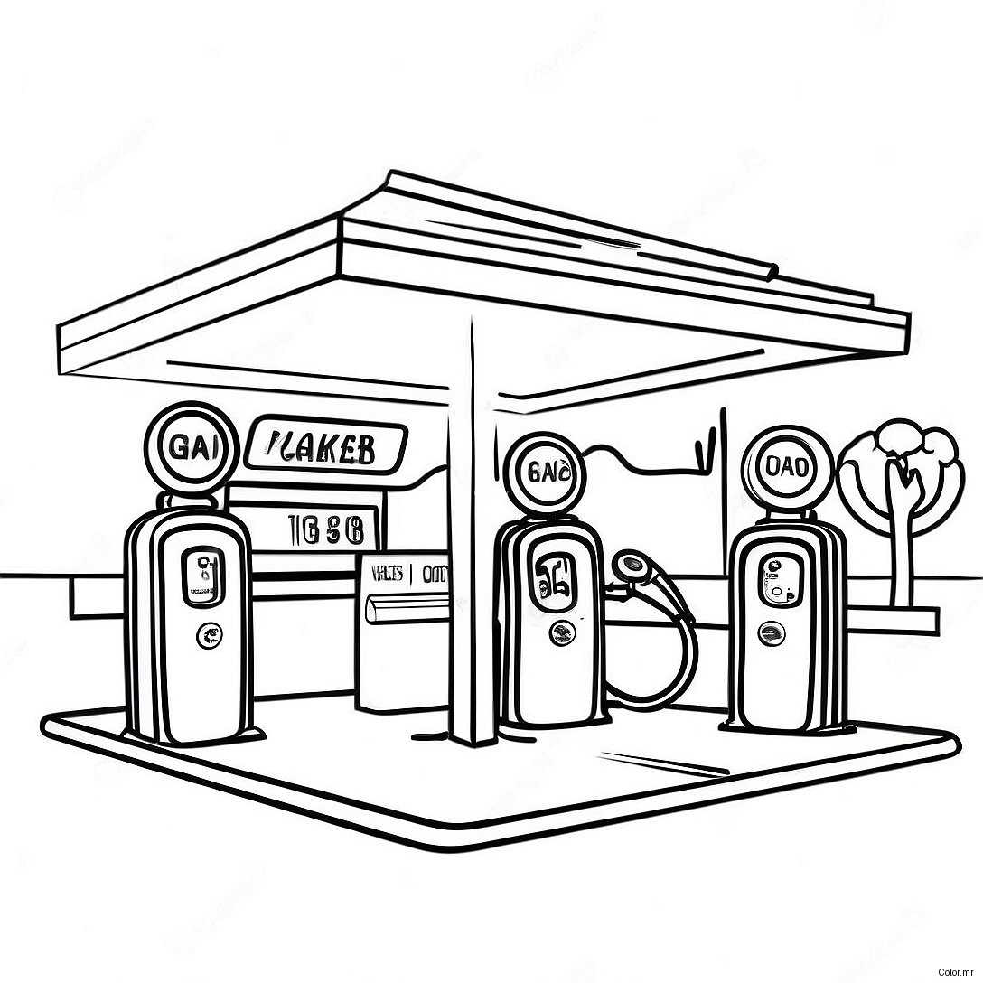 Page A Colorier Station Service Vintage 72295 59709