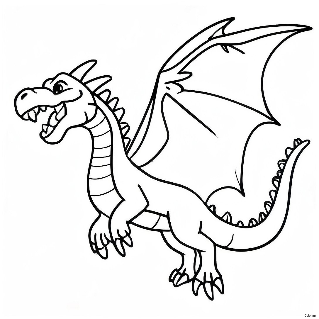 Page A Colorier Un Dragon Realiste Et Effrayant En Vol 4821 3873