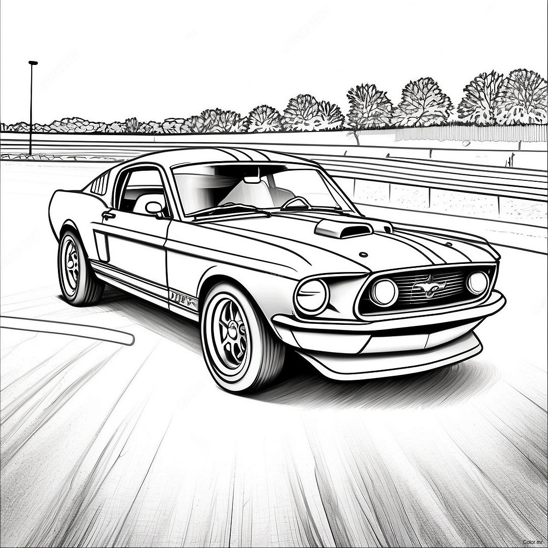 Page A Colorier Voiture De Course Mustang Vintage 55902 46494