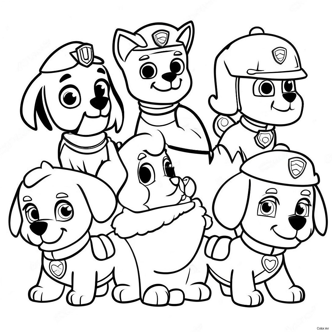 Paw Patrol Characters In Santa Hats Coloring Page 672 537