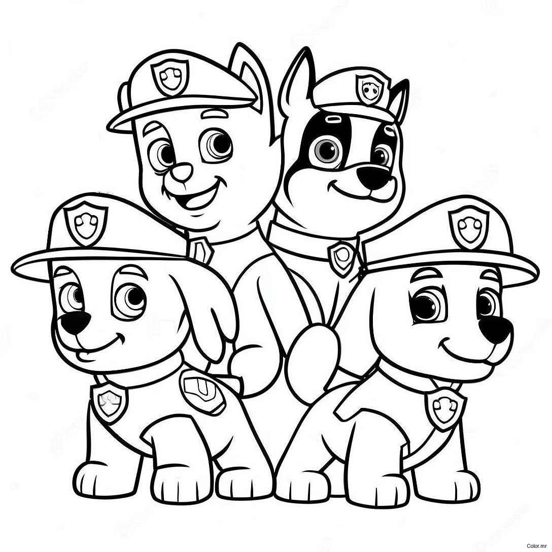 Paw Patrol Characters In Santa Hats Coloring Page 672 539