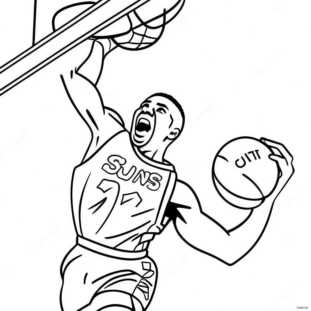 Phoenix Suns Basketball Player Dunking Coloring Page 21233 19597