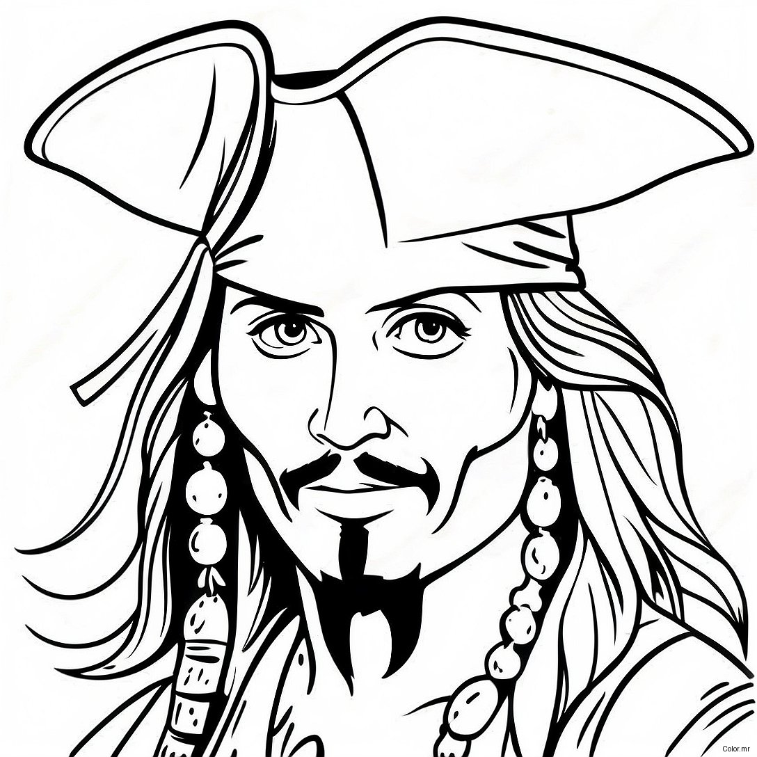 Pirates Of The Caribbean Johnny Depp Coloring Page 50955 42459