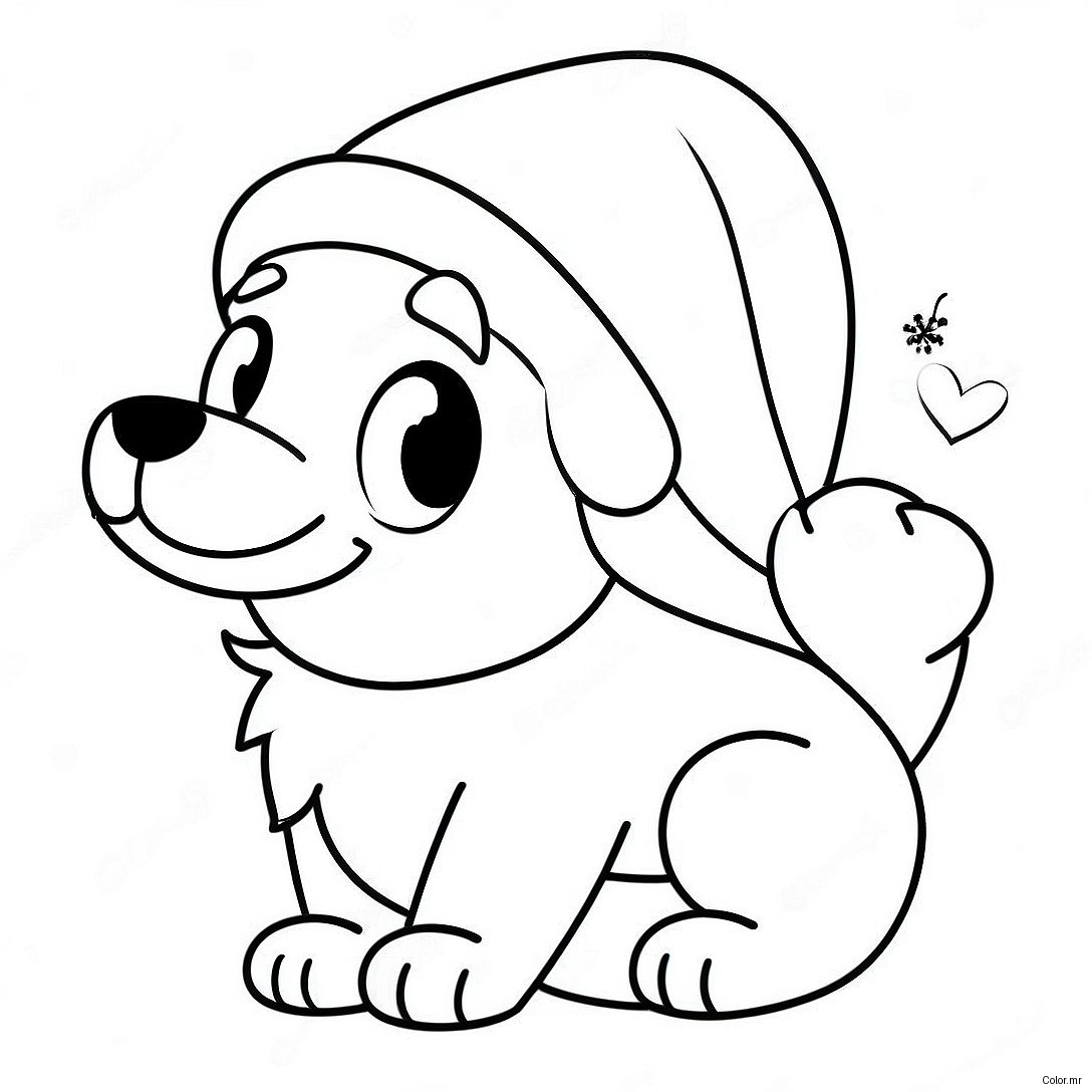 Playful Christmas Puppy With Santa Hat Coloring Page 23364 21432