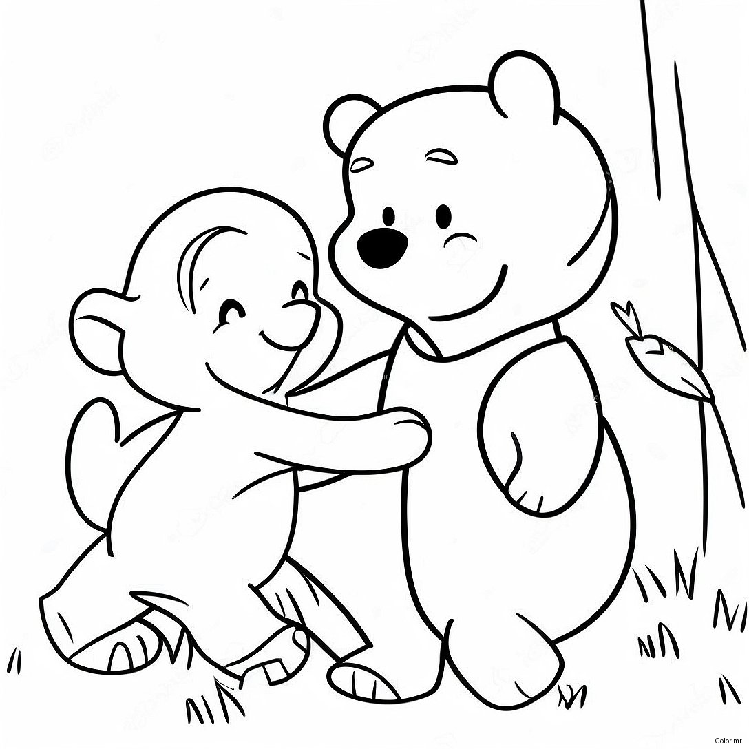 Playful Christopher Robin With Pooh Coloring Page 34783 28965