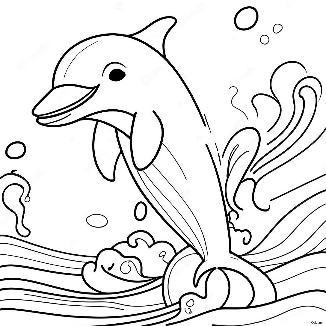 Playful Dolphin Jumping Through Waves Coloring Page 11328 9288