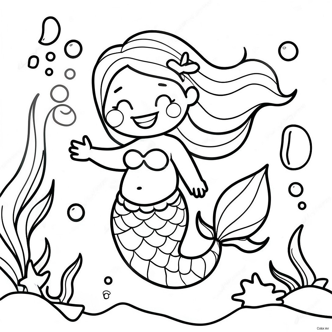 Pregnant Mermaid Underwater Scene Coloring Page 62217 51544