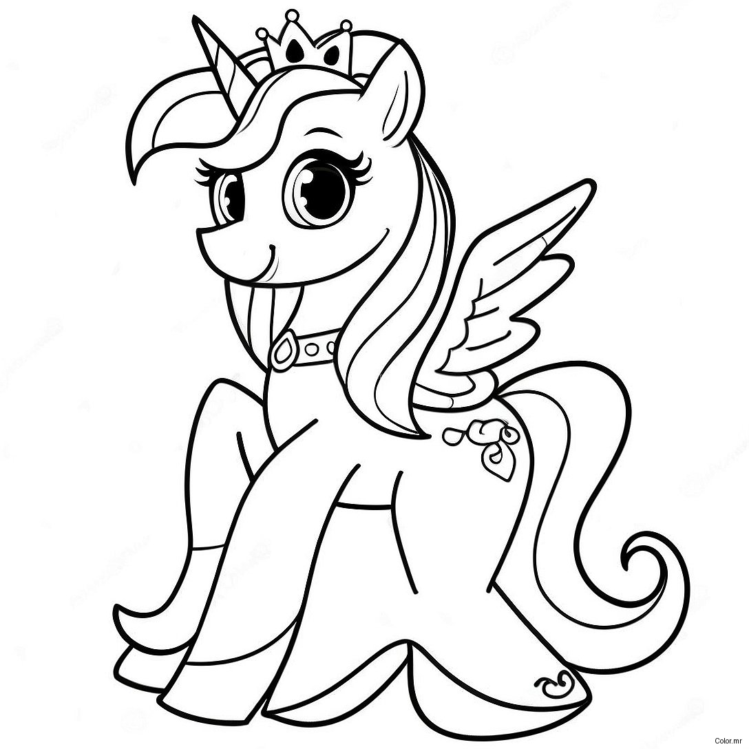 Princess Cadence In A Sparkling Dress Coloring Page 55492 46155