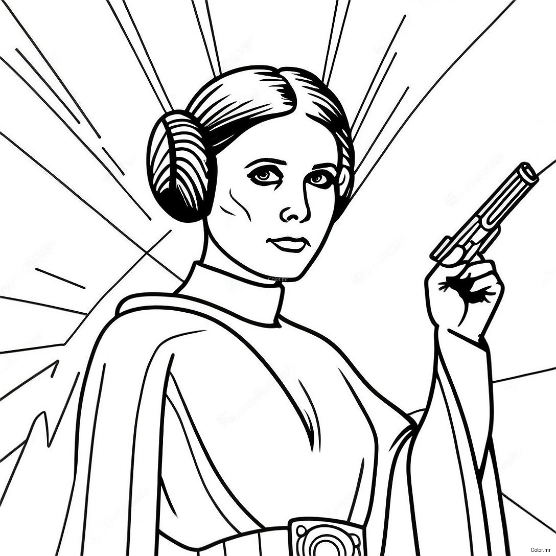 Princess Leia In A Galactic Battle Coloring Page 17776 14907
