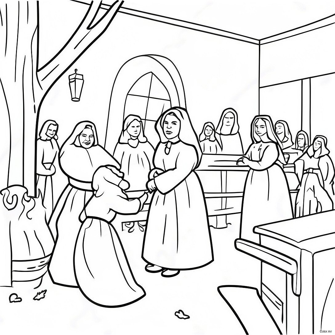 Salem Witch Trials Historical Scene Coloring Page 60986 50569
