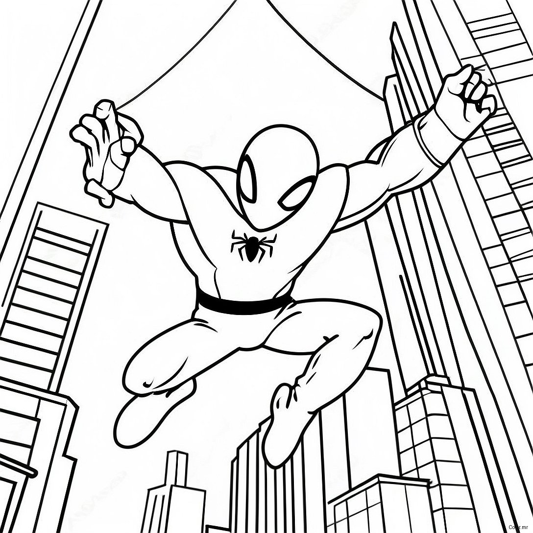 Scarlet Spider Swinging Through The City Coloring Page 56162 46688