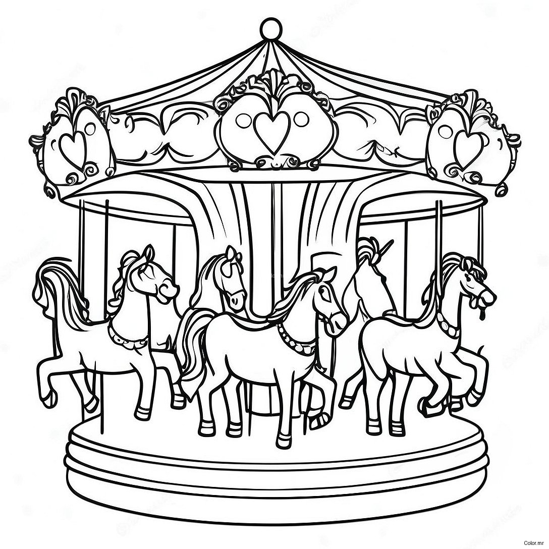 Scene De Carrousel Vintage Page A Colorier 32250 16699