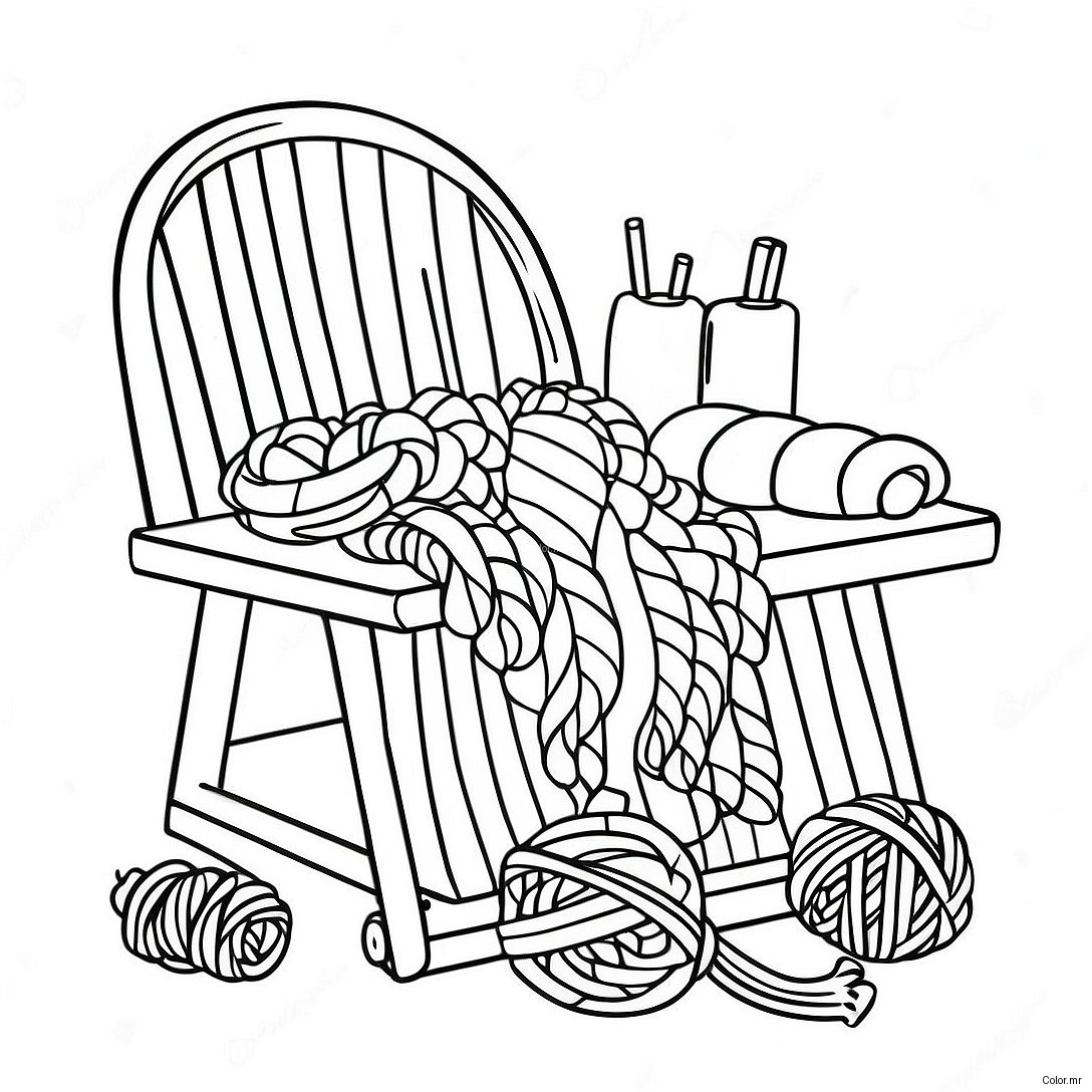 Scene De Tricotage Confortable Page A Colorier 56232 46746
