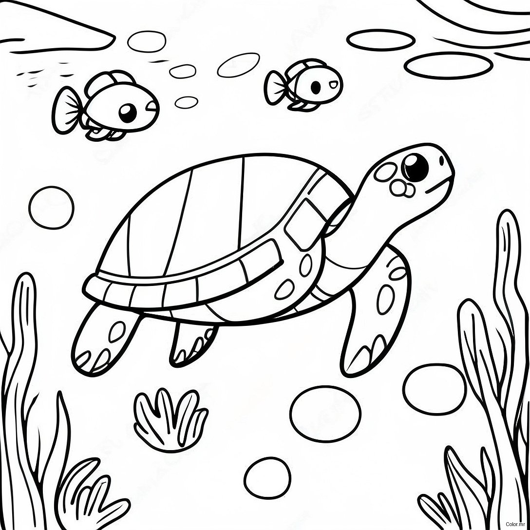 Sea Turtle Swimming In Coral Reef Coloring Page 14639 12102