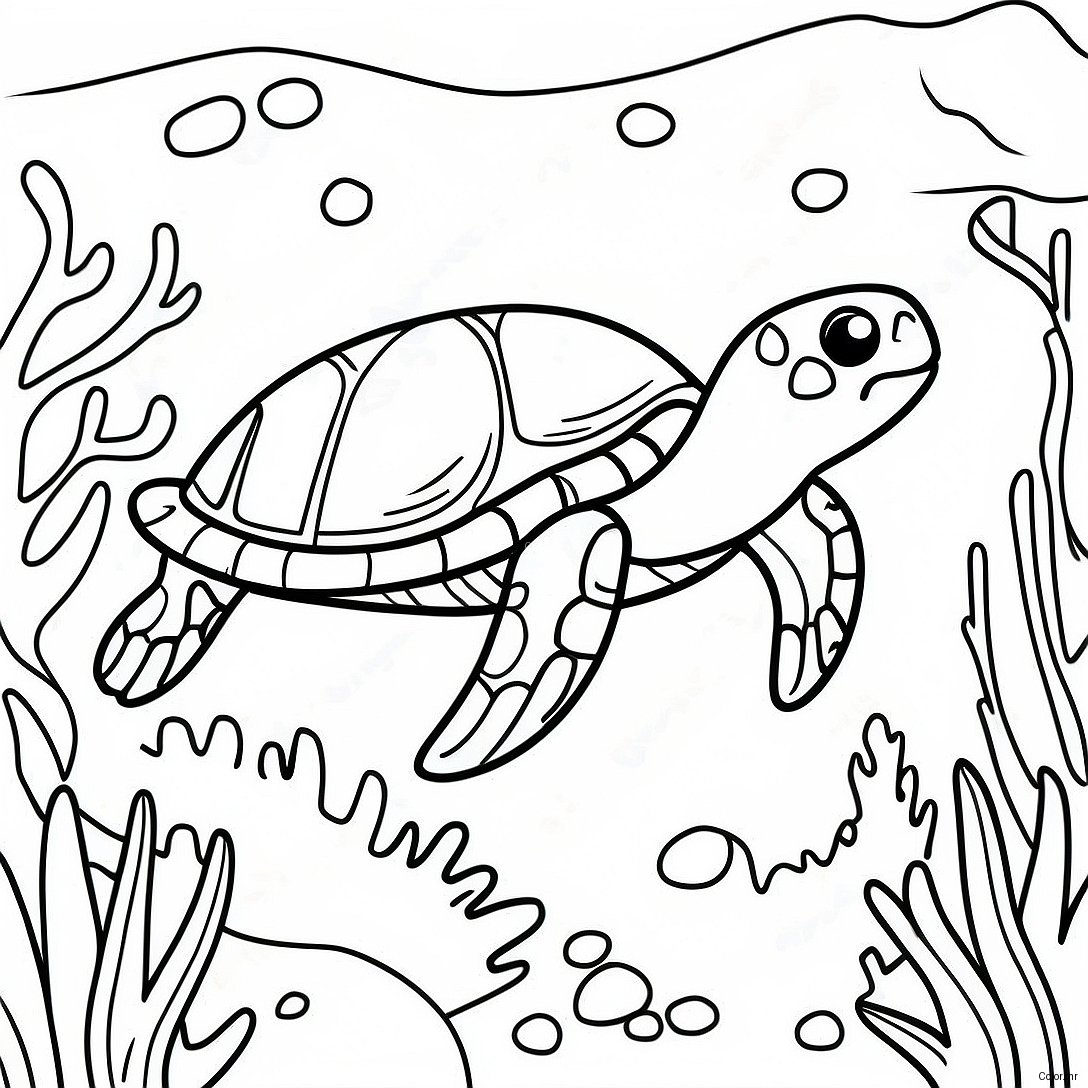 Sea Turtle Swimming In Coral Reef Coloring Page 14639 12103