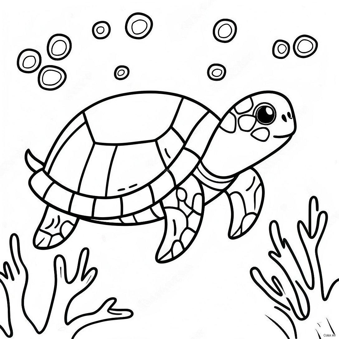 Sea Turtle Swimming In Coral Reef Coloring Page 14639 12104