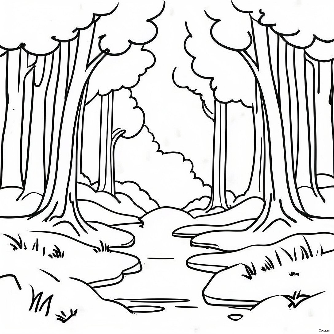 Serene Landscape Grayscale Forest Coloring Page 59957 49757
