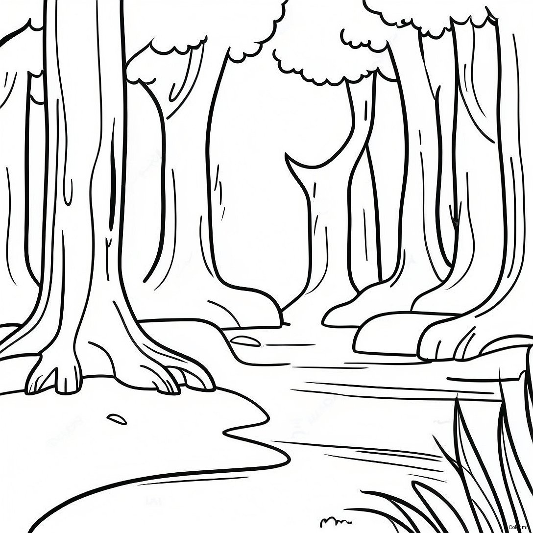 Serene Landscape Grayscale Forest Coloring Page 59957 49759