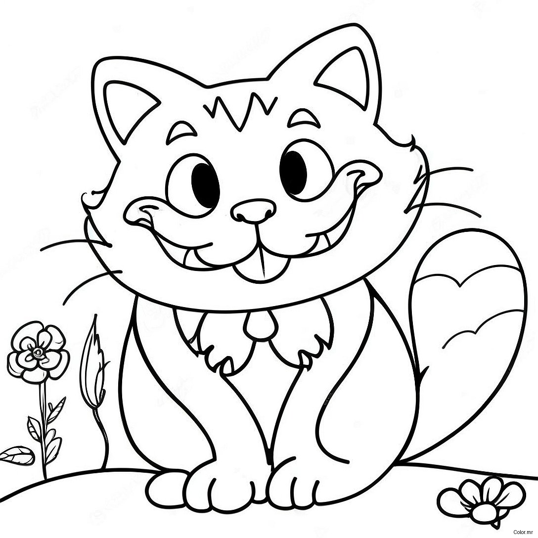 Smiling Cheshire Cat In Wonderland Coloring Page 35684 29681
