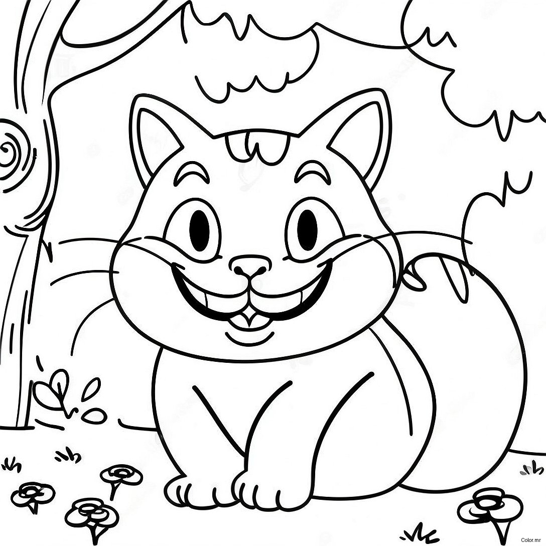 Smiling Cheshire Cat In Wonderland Coloring Page 35684 29682