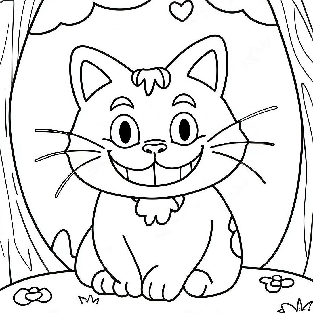 Smiling Cheshire Cat In Wonderland Coloring Page 35684 29684