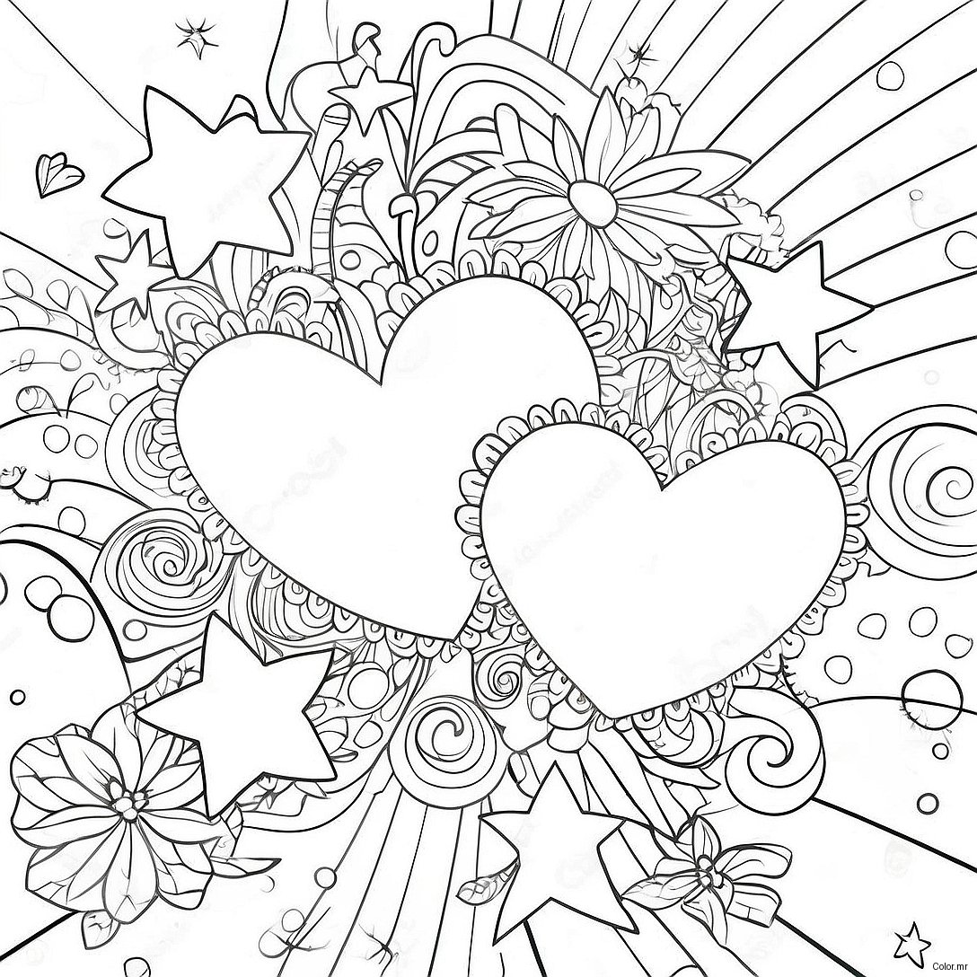 Sparkling Hearts And Twinkling Stars Coloring Page 32602 16962