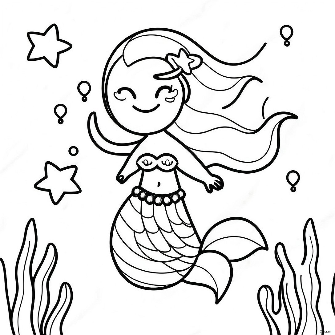 Sparkling Rainbow Mermaid Underwater Coloring Page 65671 54256