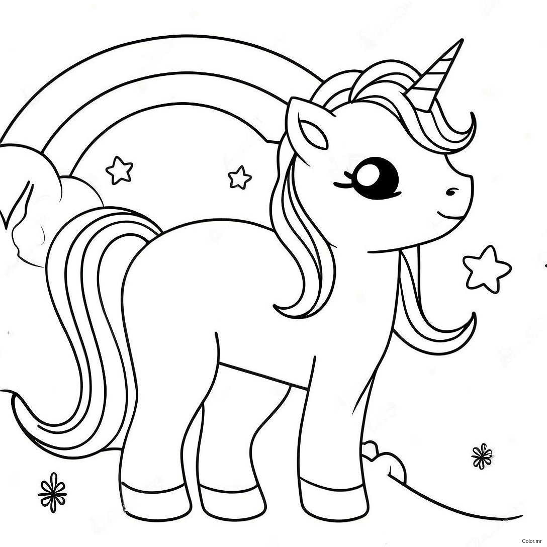 Sparkly Unicorn Kitty With Rainbow Mane Coloring Page 2859 2320