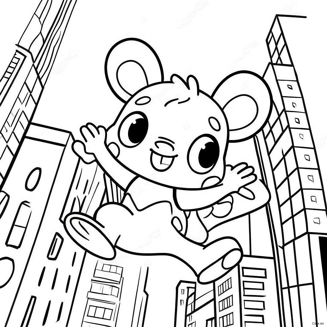 Spider Ham Swinging Through City Coloring Page 35624 29634