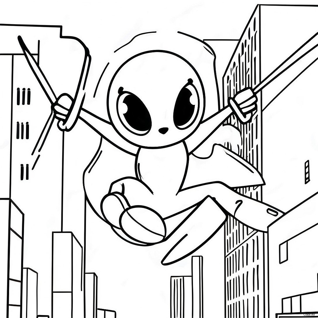 Spider Sonic Swinging Through The City Coloring Page 39858 33065