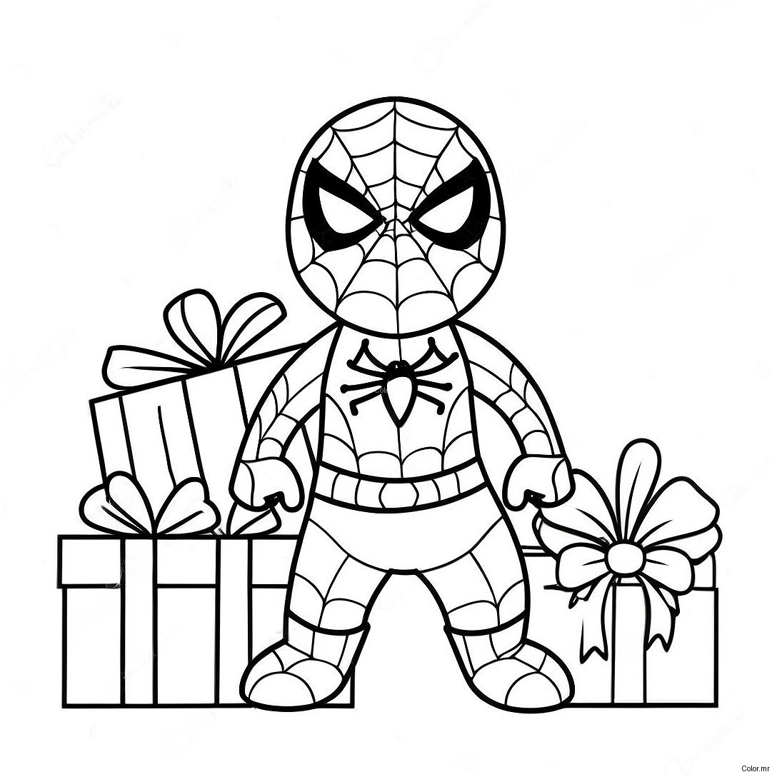 Spiderman With Valentine Gifts Coloring Page 20362 18915