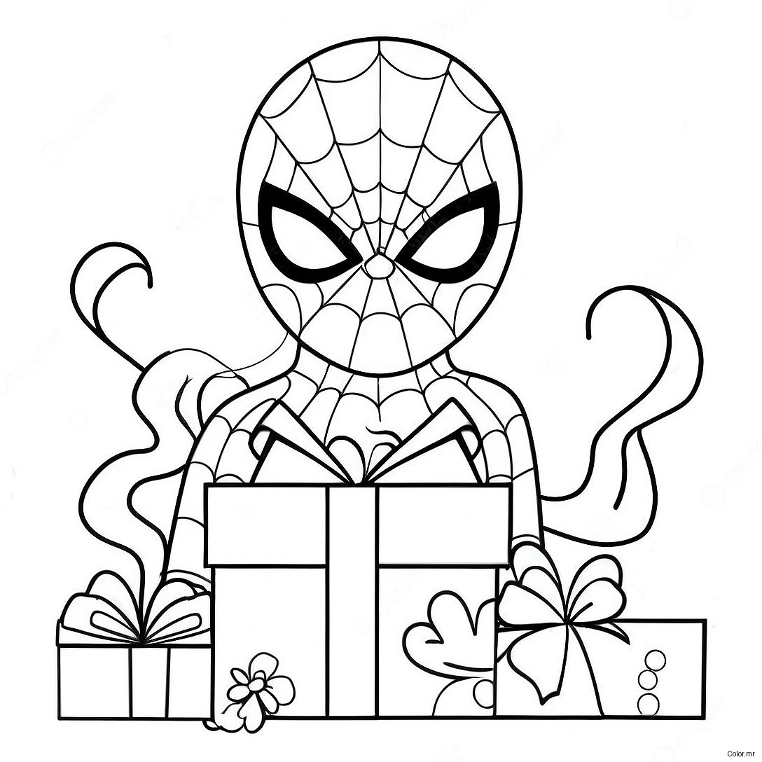 Spiderman With Valentine Gifts Coloring Page 20362 18916
