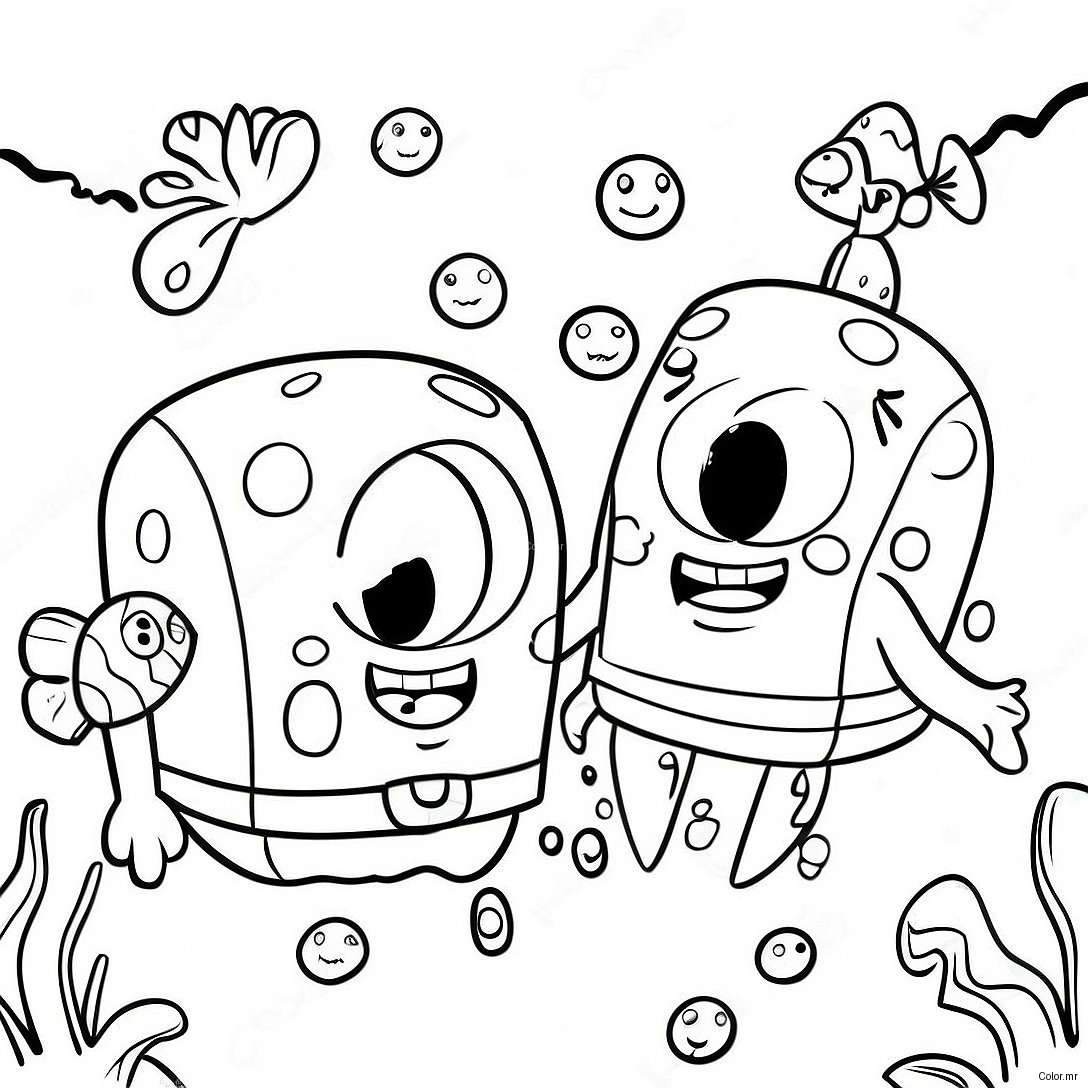 Spongebob And Patrick Underwater Adventure Coloring Page 25366 23187