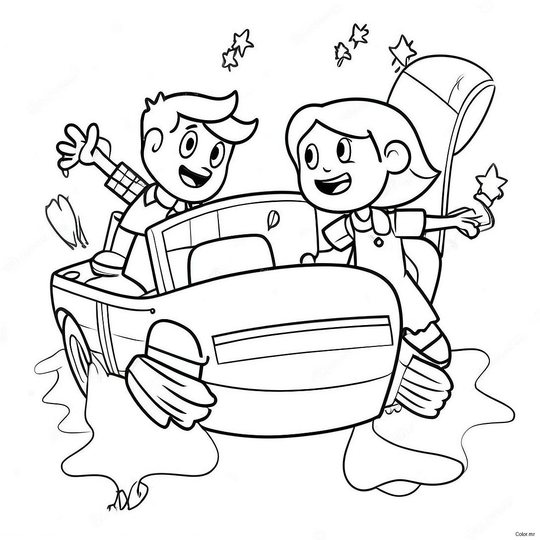 Steve And Maggie In A Fun Adventure Coloring Page 21913 20285