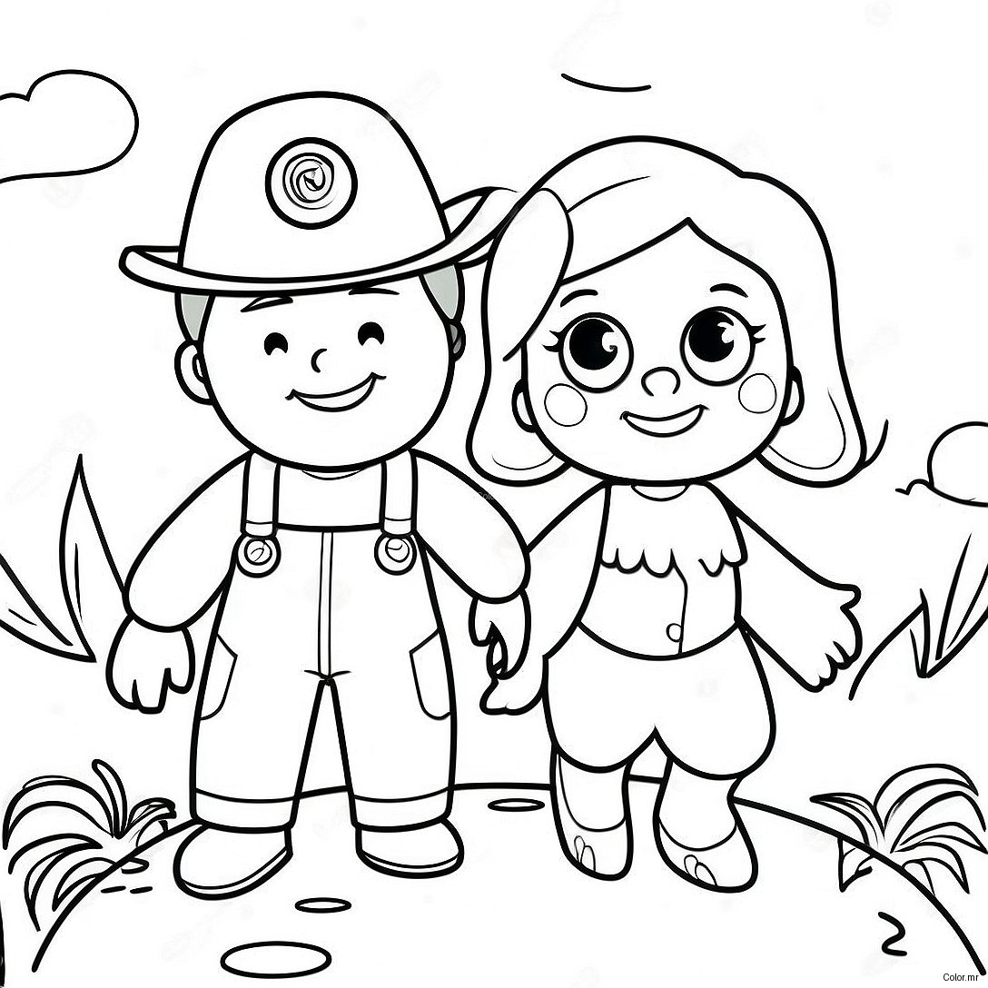 Steve And Maggie In A Fun Adventure Coloring Page 21913 20287