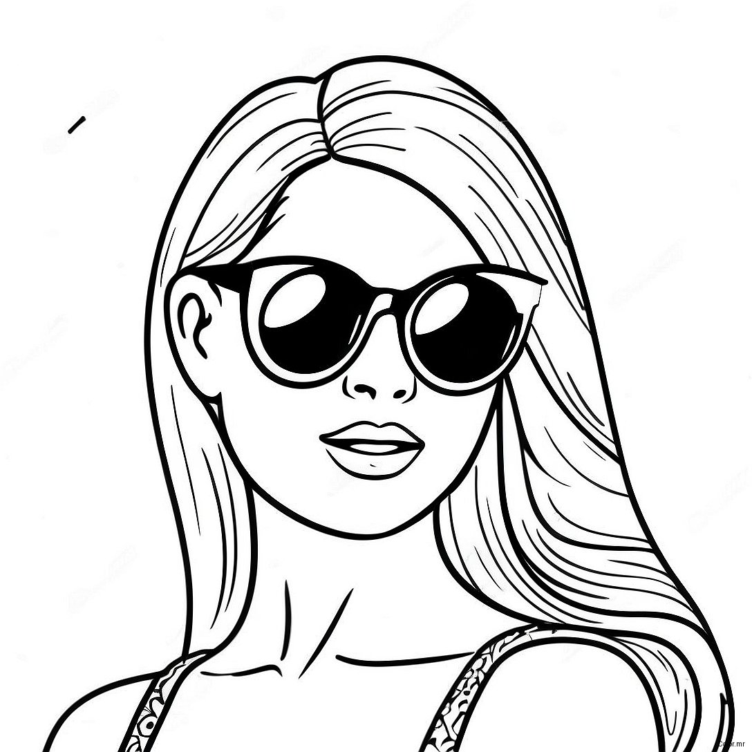 Stylish Malibu Barbie With Sunglasses Coloring Page 46814 38965