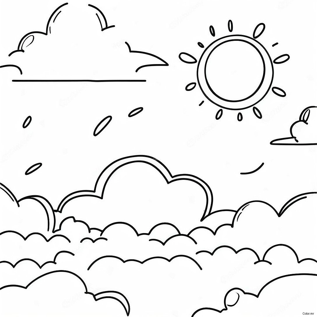 Sunny Blue Sky With Fluffy Clouds Coloring Page 13088 10876