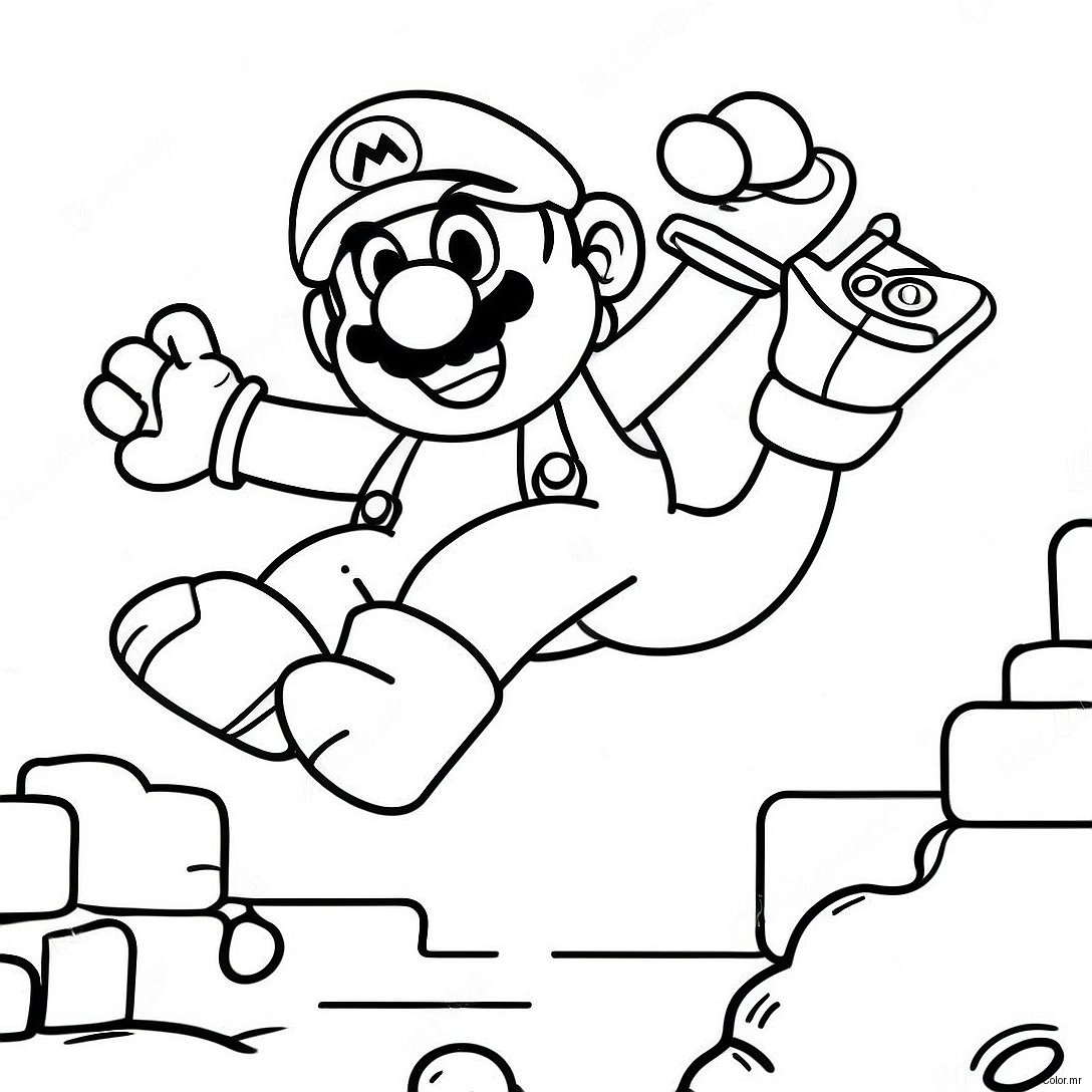 Super Mario Jumping Over Goombas Coloring Page 67383 55597