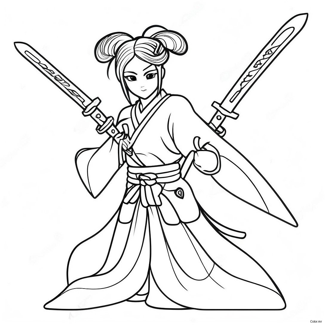 Tengen Uzui With Dual Nichirin Blades Coloring Page 23454 21673