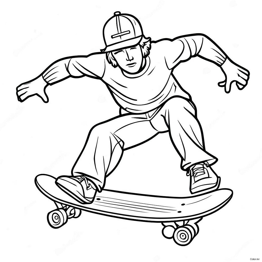 Thrasher Skateboarder Performing Tricks Coloring Page 39298 32625