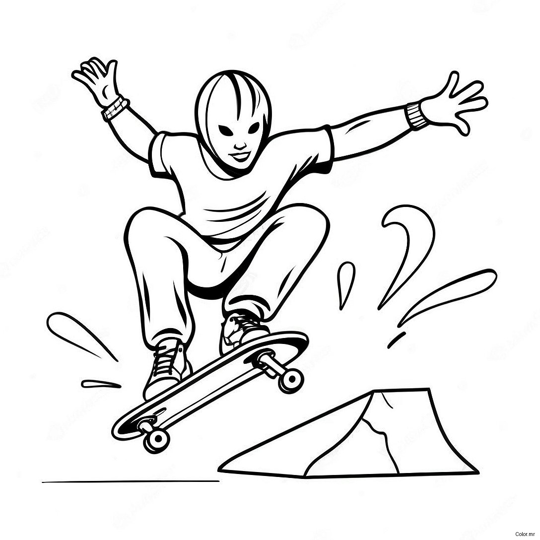 Thrasher Skateboarder Performing Tricks Coloring Page 39298 32627