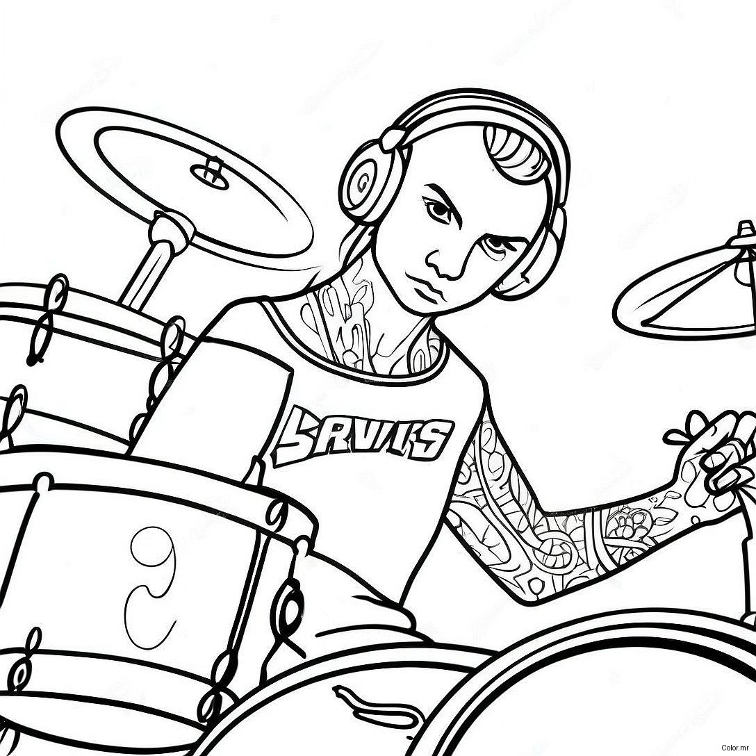 Travis Barker Drumming Coloring Page 68183 56238