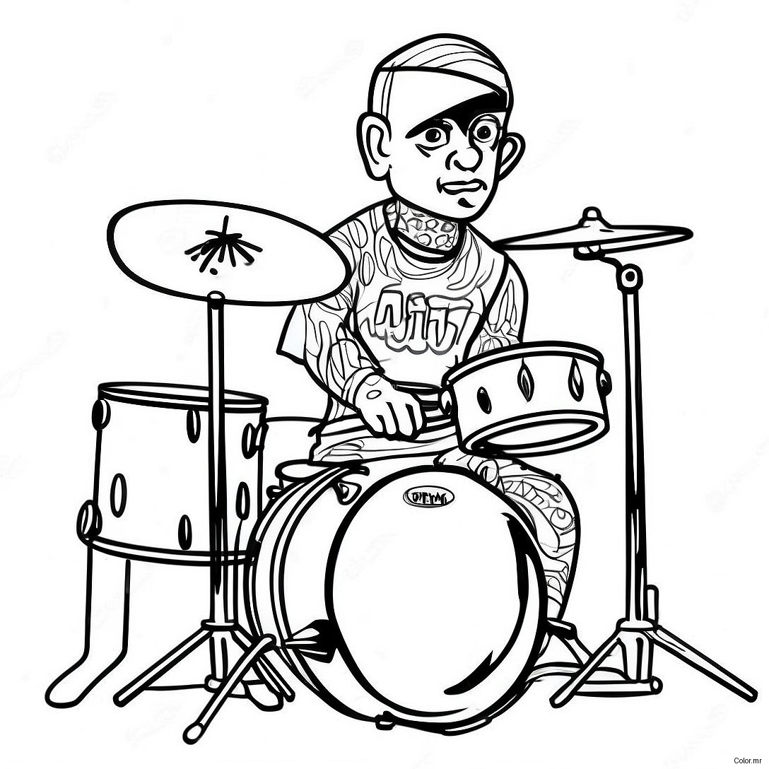 Travis Barker Drumming Coloring Page 68183 56239